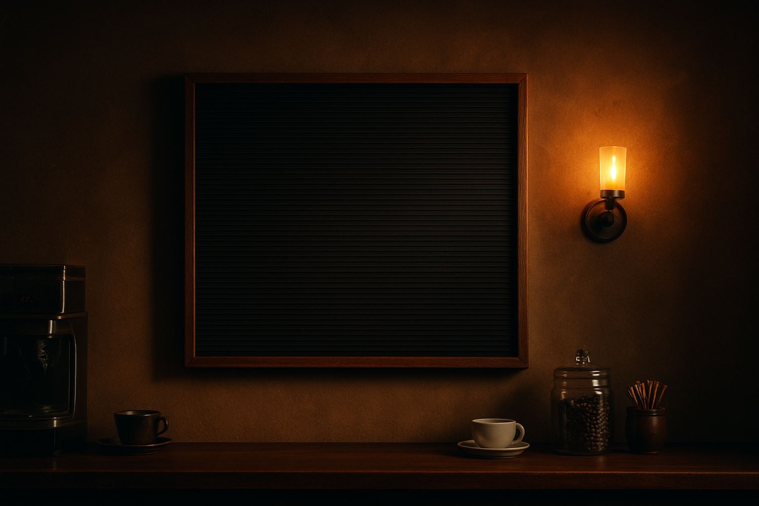 Wall-mounted letter board menu in a cafe